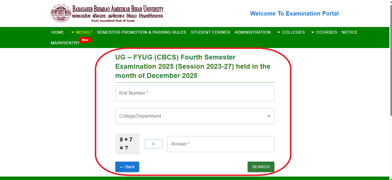 BRABU UG 4th Semester Result 2023-27